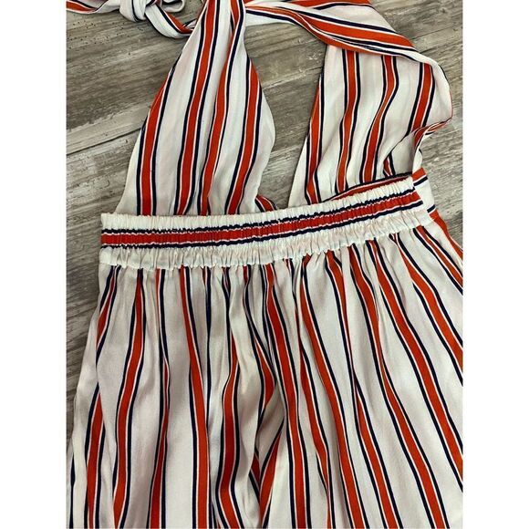 Urban Outfitters Jumpsuit Pants Red White Blue Stripe Halter Casual Size XSmall - Picture 3 of 6